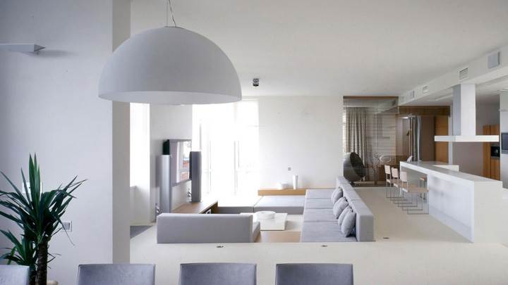 White Interior in Home Theater Room